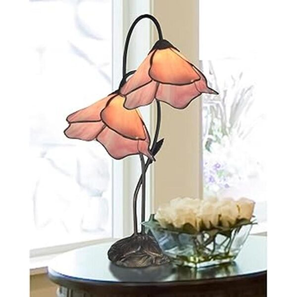 Dale Tiffany TT12146 Lámpara de mesa de lirio rosa claro_2