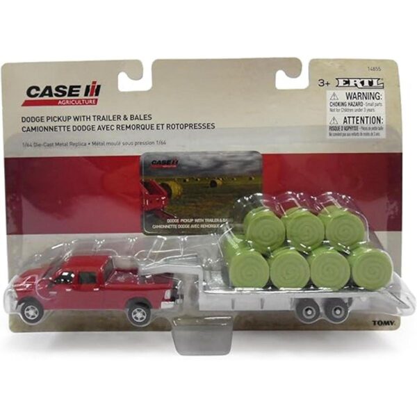Camioneta Dodge con remolque fundido a troquel y fardos_2