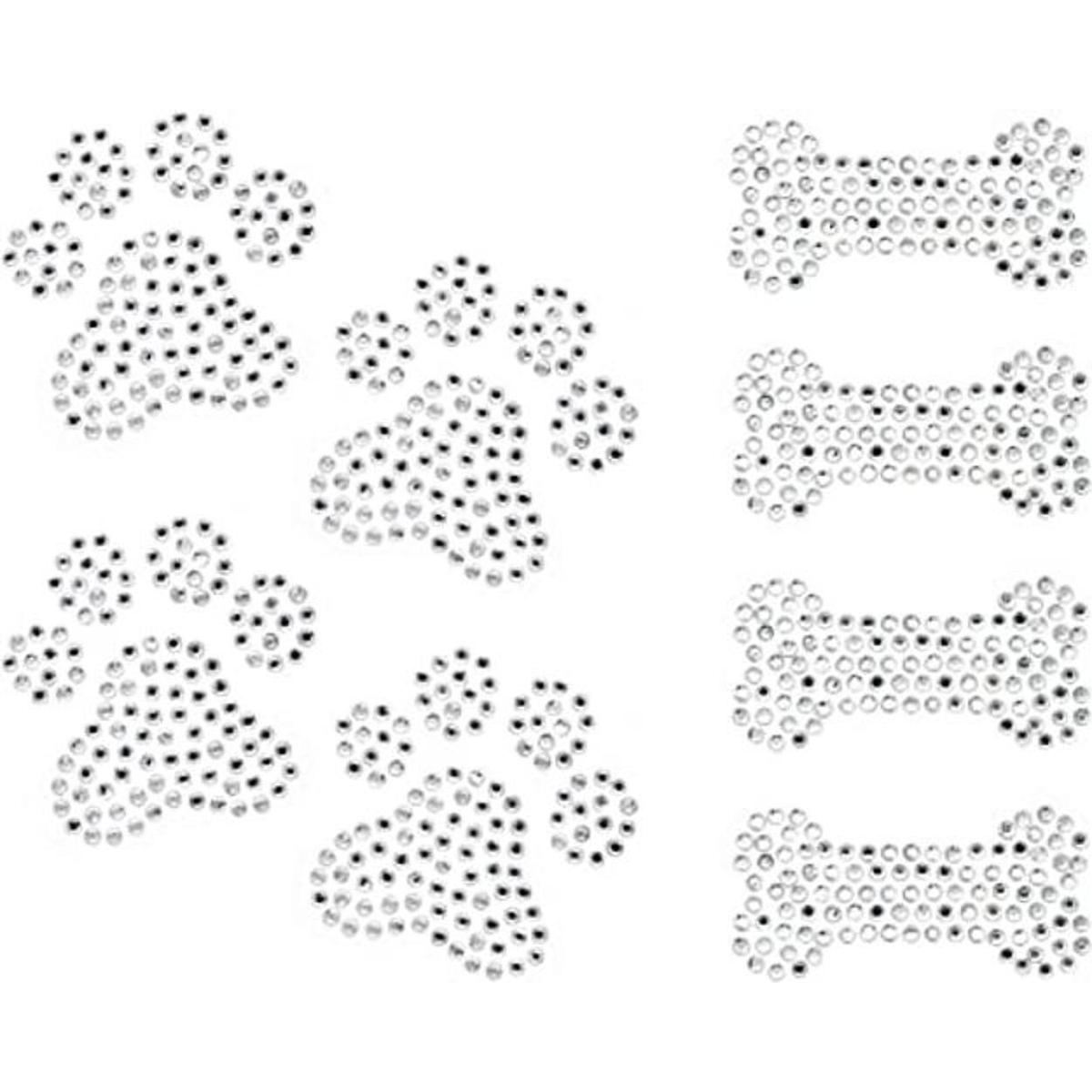 Conjunto de 8 patas y huesos Clear Rhinestone Hierro Sobre