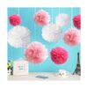 Pompones de papel de seda en forma de flor para