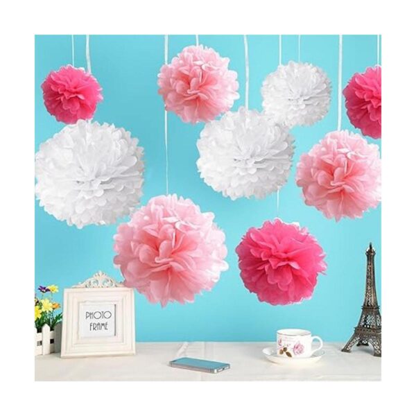 Pompones de papel de seda en forma de flor para