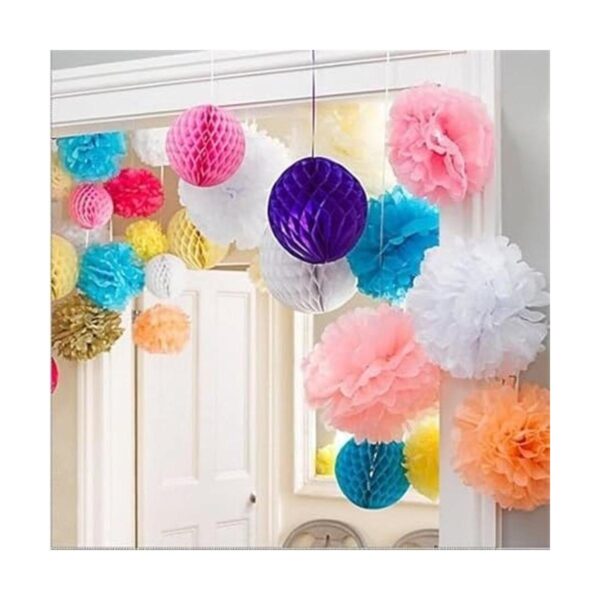 Pompones de papel de seda en forma de flor para
