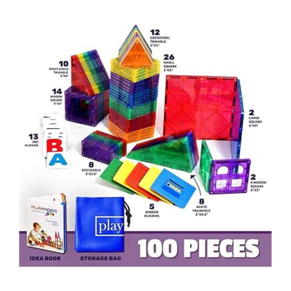 Playmags Juego de azulejos magnéticos coloridos originales_2