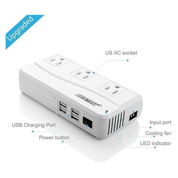 Inversor de potencia de automóvil BESTEK 200W Blanco_2