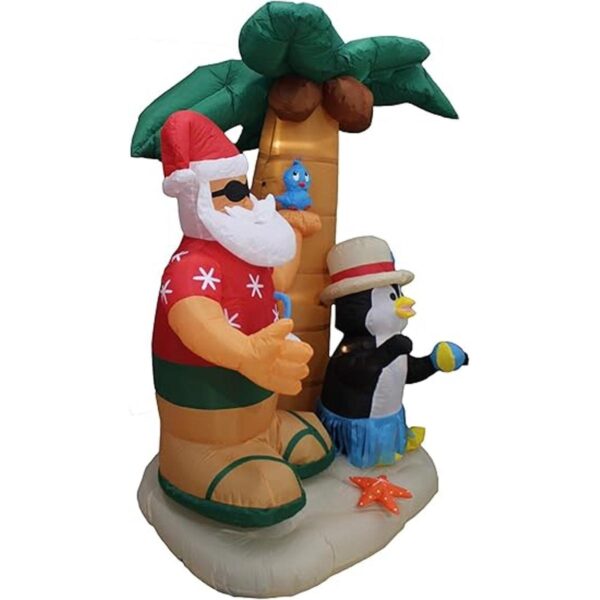 Papá Noel inflable de Navidad de 7 pies y pingino con_3