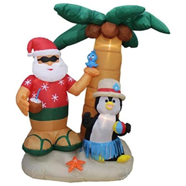 Papá Noel inflable de Navidad de 7 pies y pingino con_1