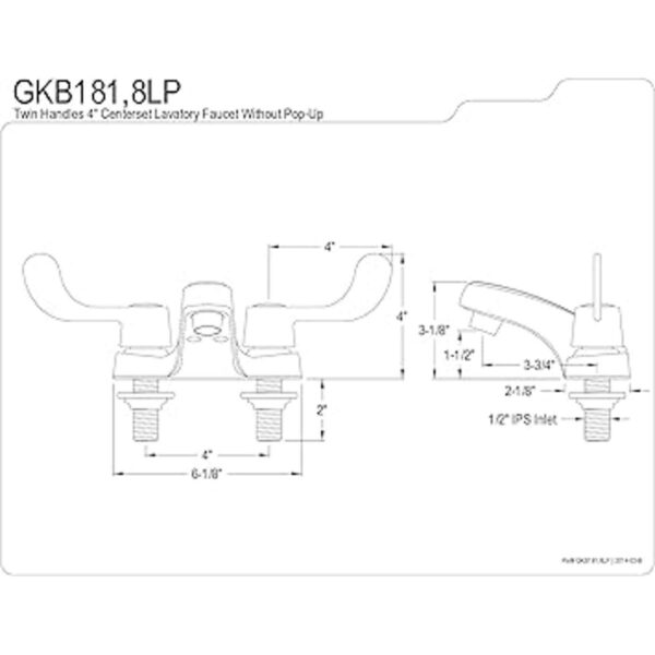 Kingston Brass GKB181LP Vista Grifo de baño de 3.9 in_2