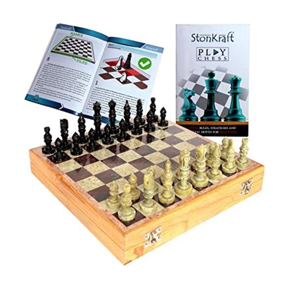 StonKraft Tabla de ajedrez de 10.0 x 10.0 in con base de
