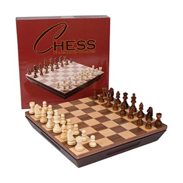 Juego de mesa de madera con incrustaciones de ajedrez Aria_1