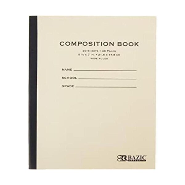 BAZIC 20 qt 8.5 x 7 Libro de composición de la cubierta_1