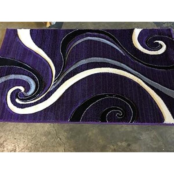 Moderna alfombra para puerta color morado negro y gris