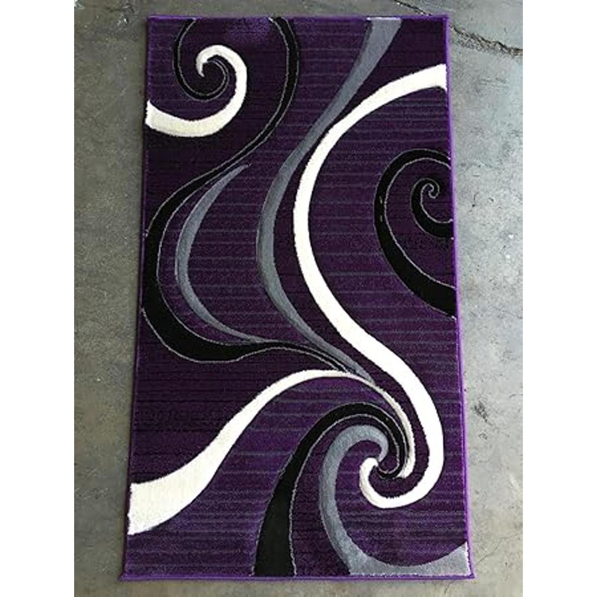 Moderna alfombra para puerta color morado negro y gris