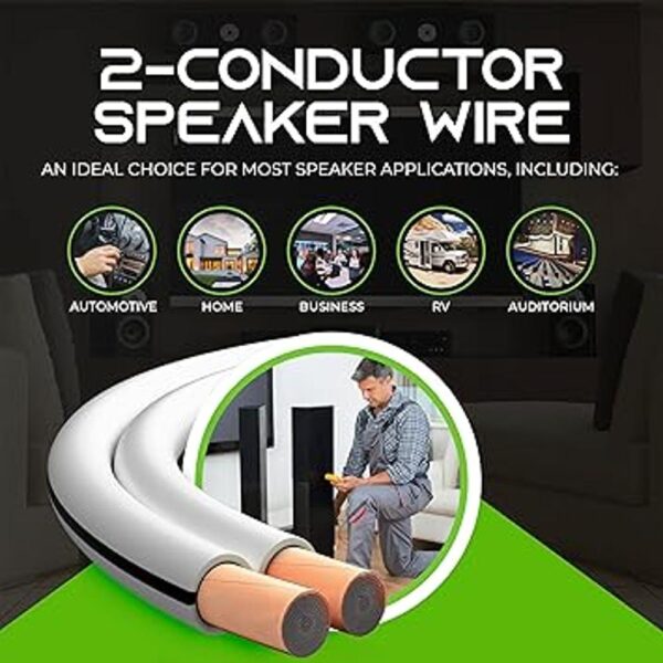 GearIT Cable para altavoz calibre 16 100.0 pies color_4