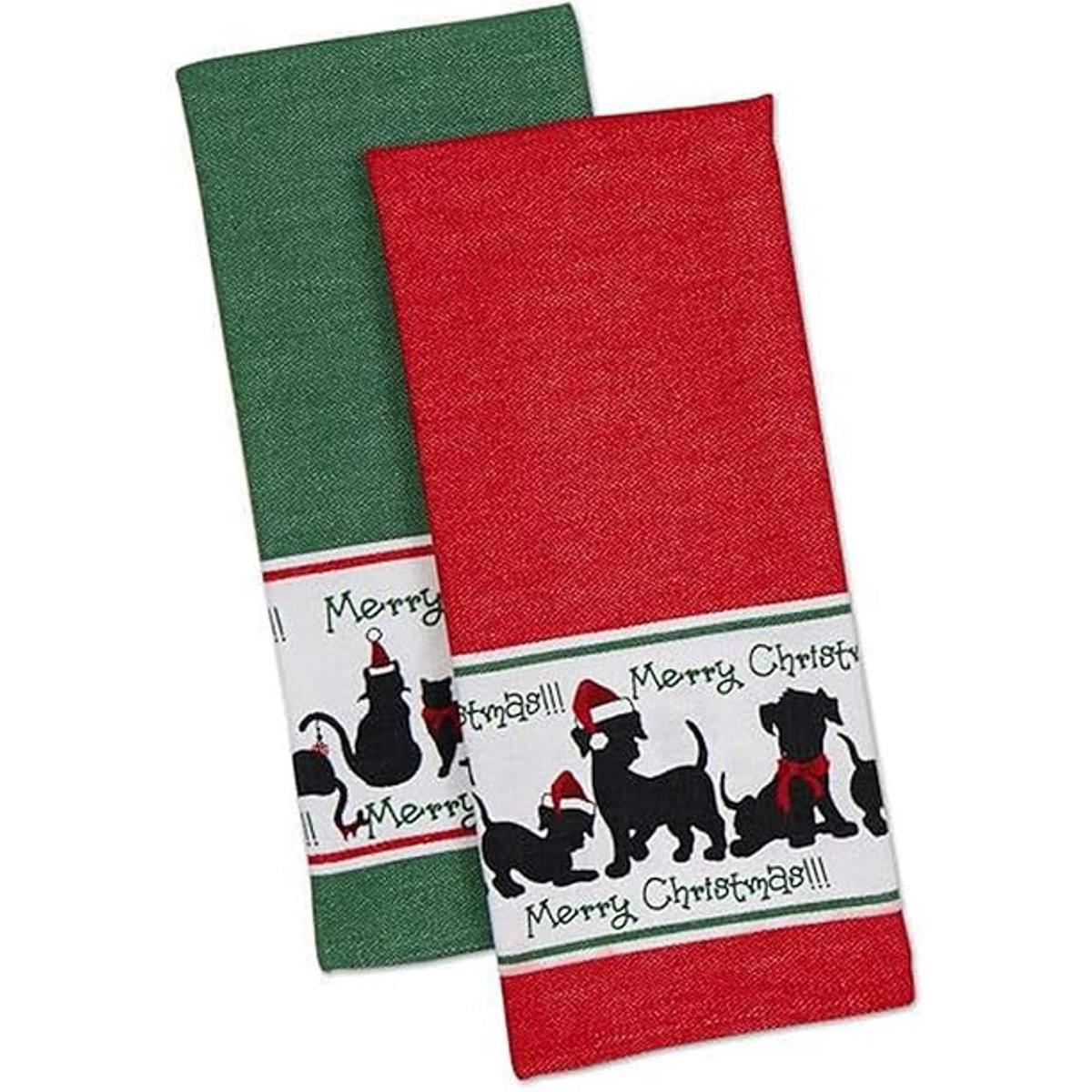 DII día festivo gato y perro dishtowel Juego de 2