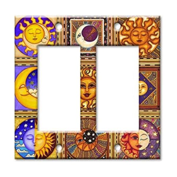 Plato de pared de metal con temática celestial decoración_1