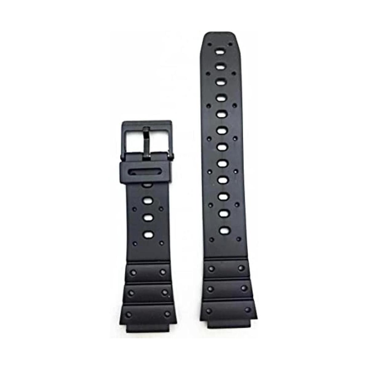 Correa de reloj de goma negra de 0.709 in de material de