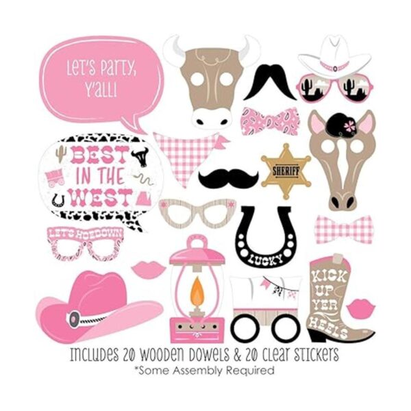 Little Cowgirl Western Photo Booth Props Kit 20 Count_2