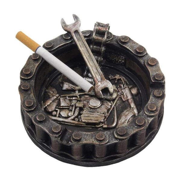 Cenicero decorativo tipo cadena de motocicleta con adornos_4