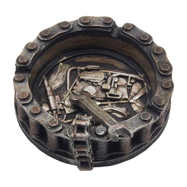 Cenicero decorativo tipo cadena de motocicleta con adornos_2