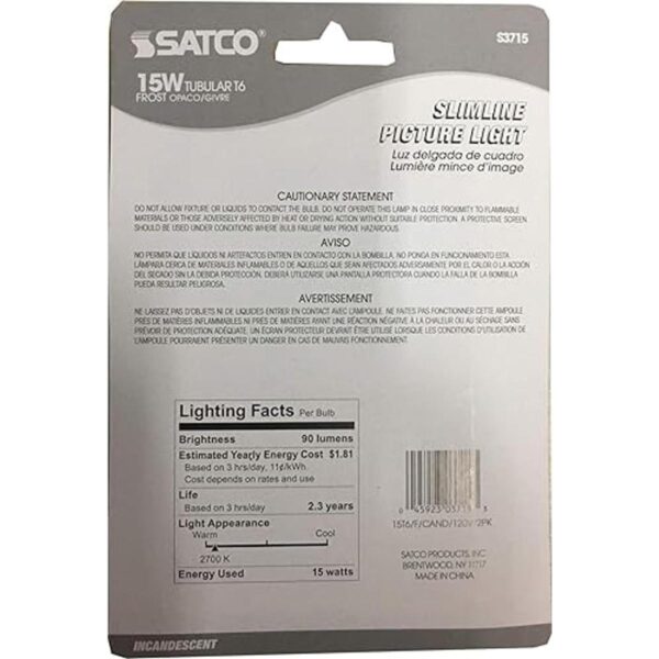 Satco 3715 Bombilla incandescente tubular 2 unidades 15_3