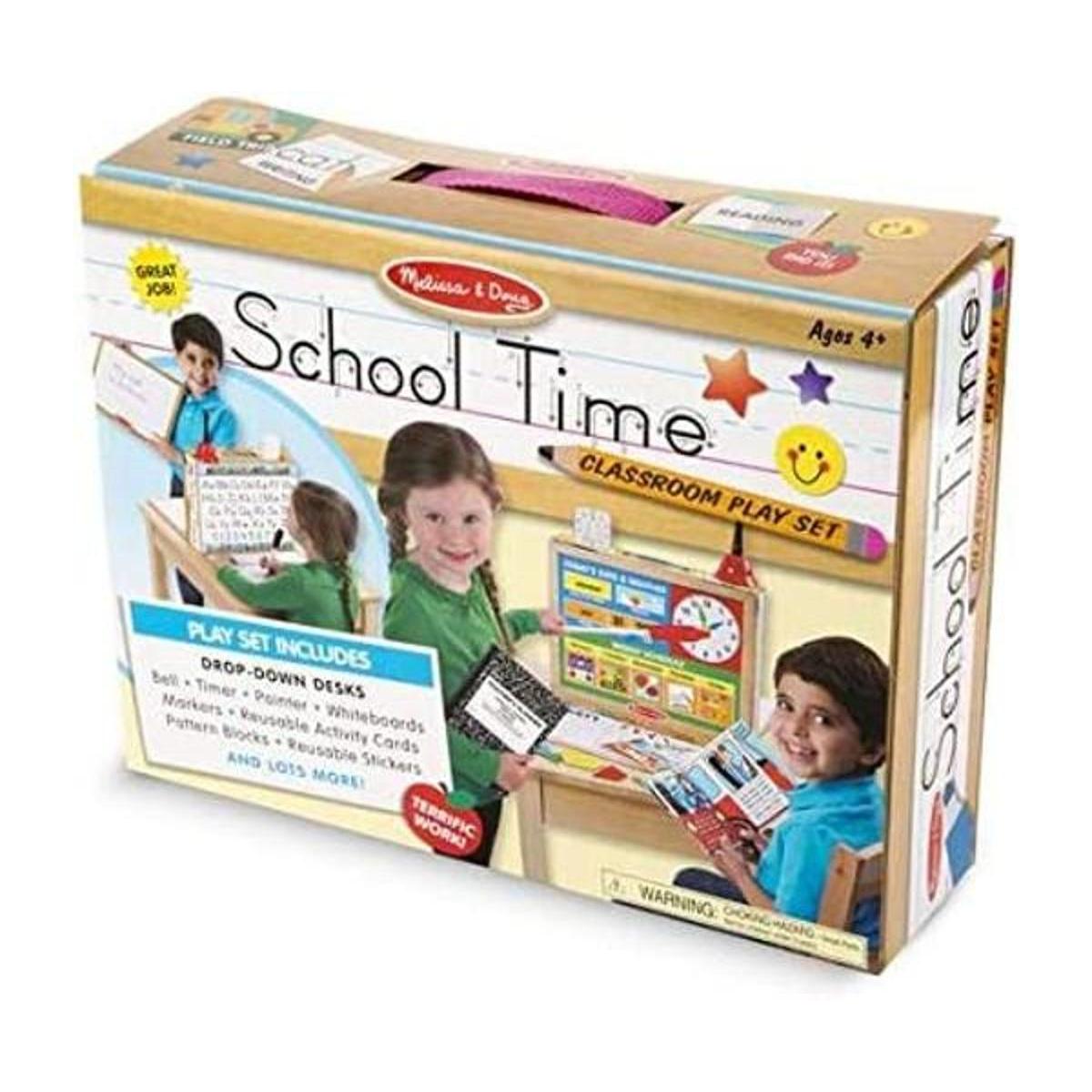 Melissa Doug Juego de juego de tiempo escolar mini