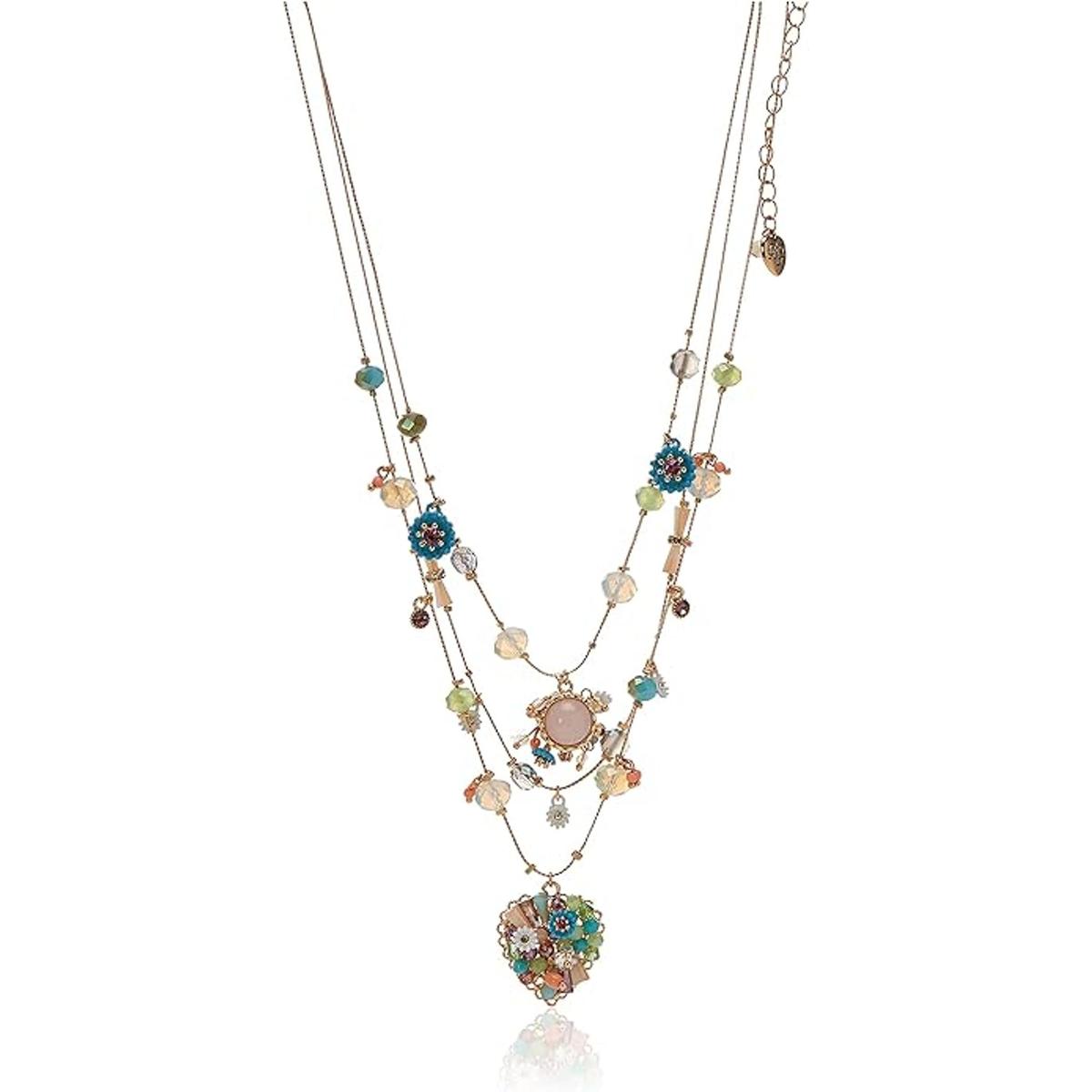 Betsey Johnson Collar de ilusión de corazón de flores