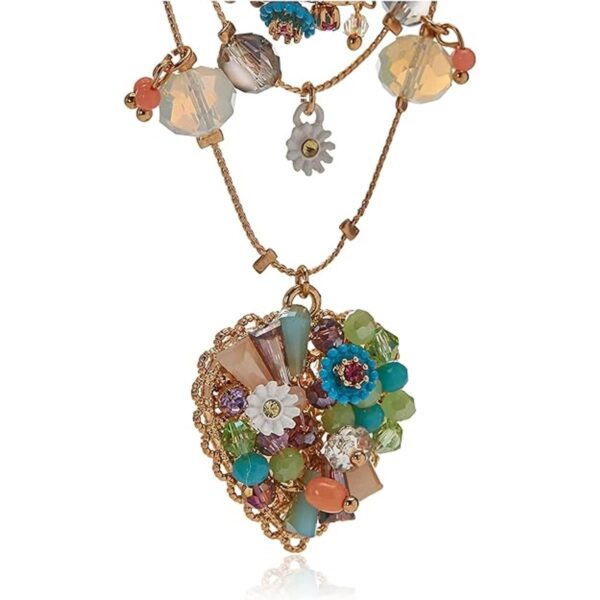 Betsey Johnson Collar de ilusión de corazón de flores_2