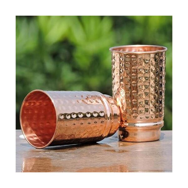Juego de 2 vasos de cobre puro martillados sin forro sin