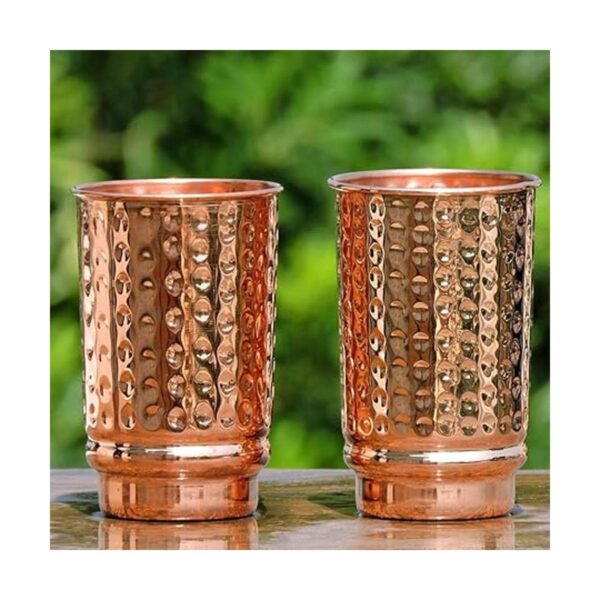 Juego de 2 vasos de cobre puro martillados sin forro sin