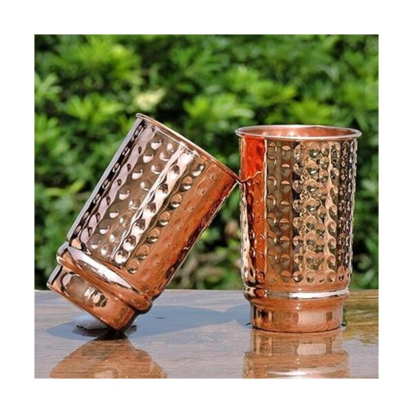 Juego de 2 vasos de cobre puro martillados sin forro sin
