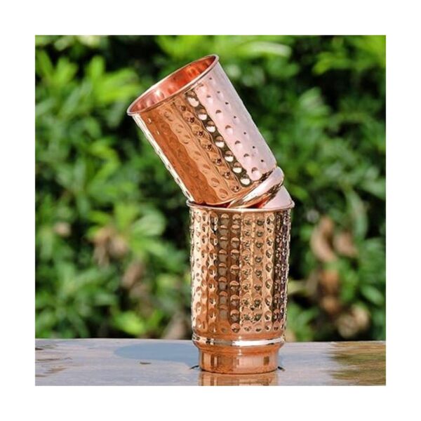 Juego de 2 vasos de cobre puro martillados sin forro sin