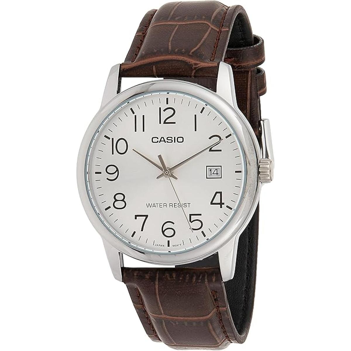 MTPV002L7B Reloj analógico estándar de cuero banda