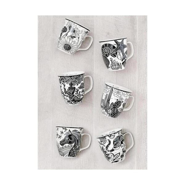 Karma Gifts Taza BOHO en blanco y negro 16 onzas sirena_4