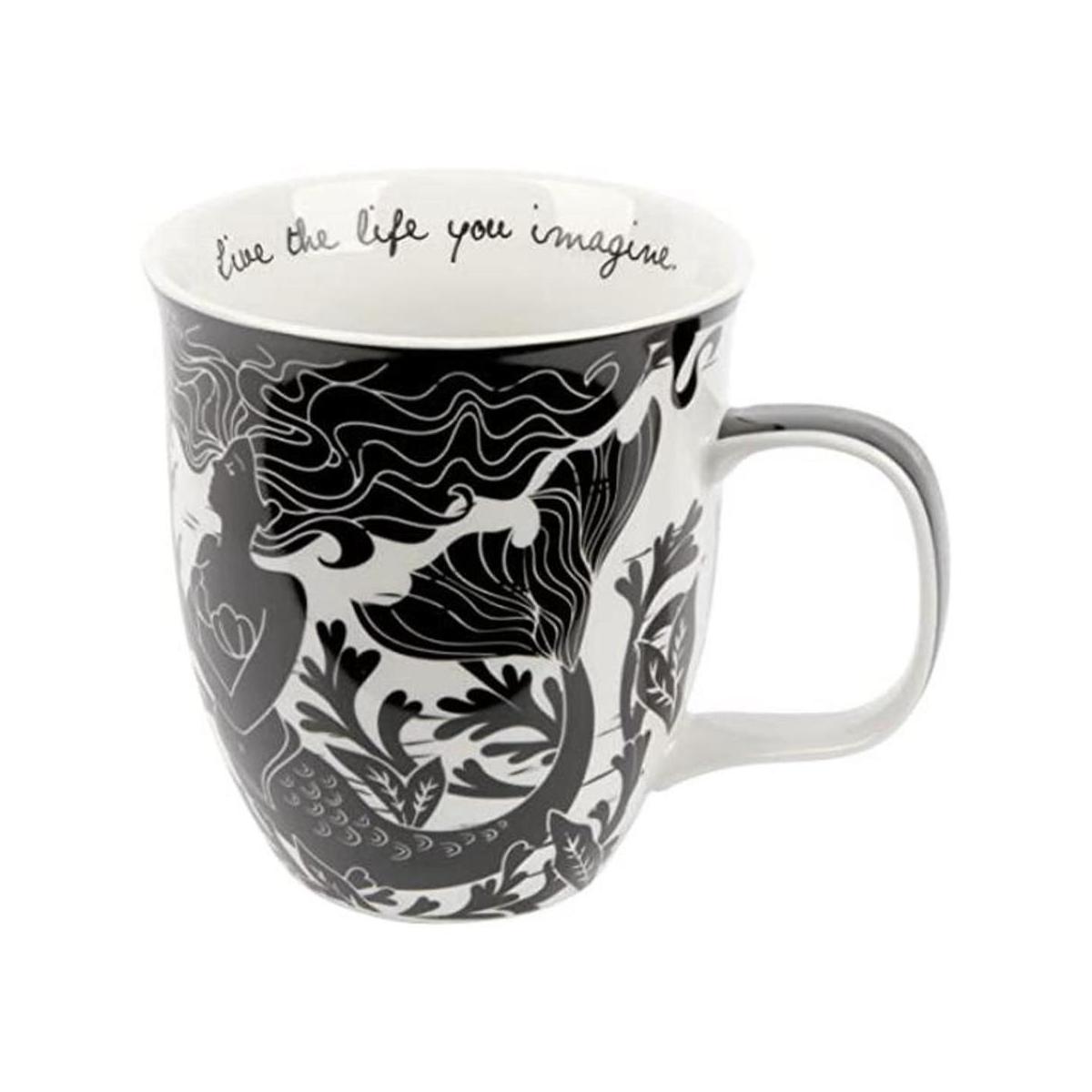Karma Gifts Taza BOHO en blanco y negro 16 onzas sirena