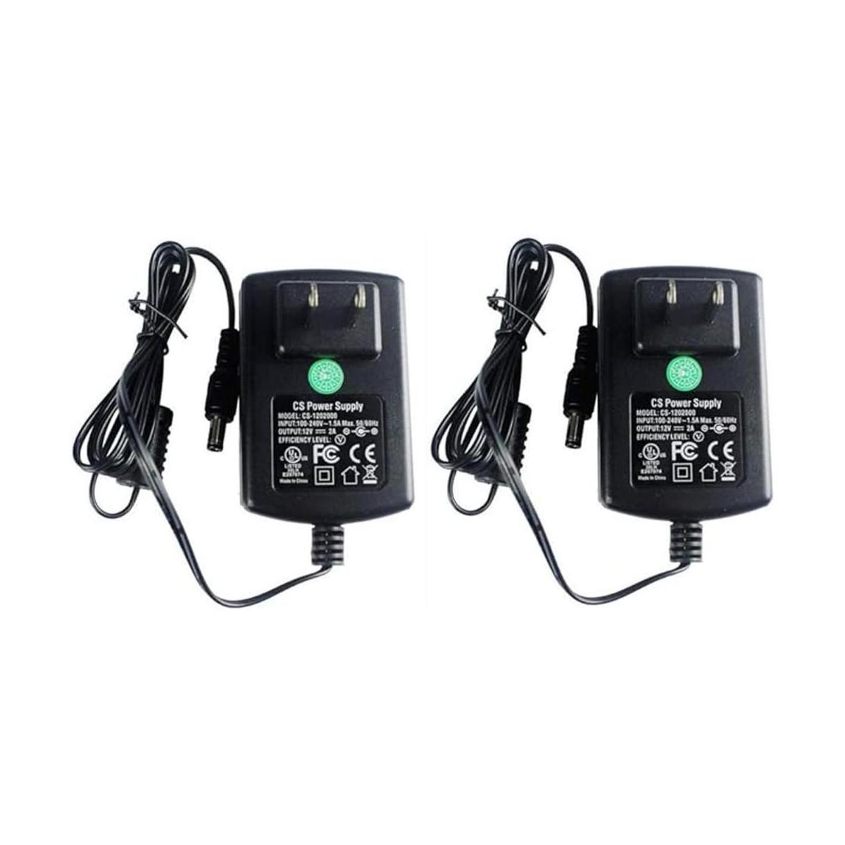 Paquete de 2 adaptadores de CA CC de 12 V 2 A fuente de