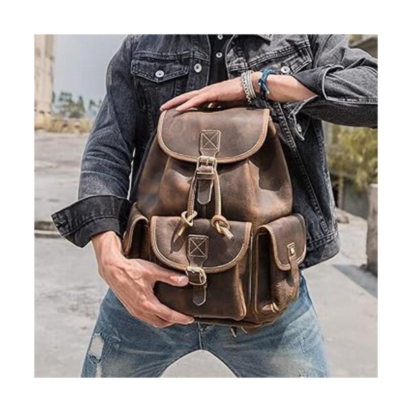 Polare Mochila vintage de cuero de grano completo para