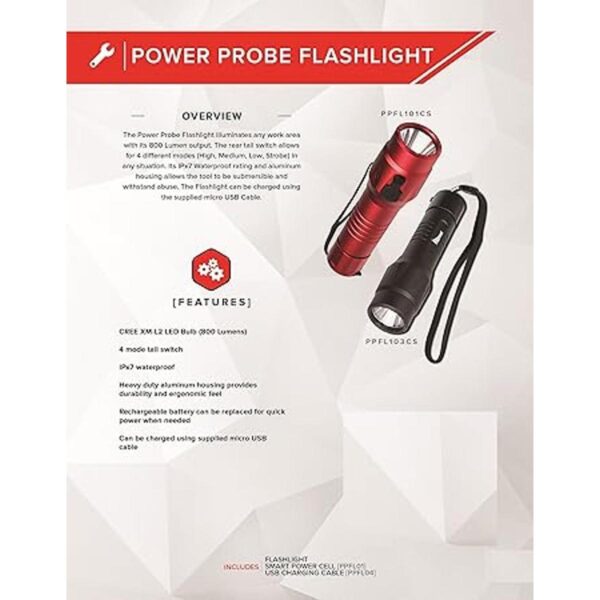 Linterna de sonda de potencia color rojo PPFL101CS_3