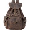 Polare Mochila vintage de cuero de grano completo para