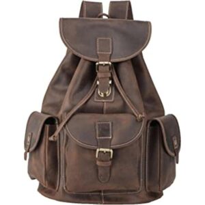 Polare Mochila vintage de cuero de grano completo para