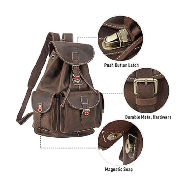 Polare Mochila vintage de cuero de grano completo para