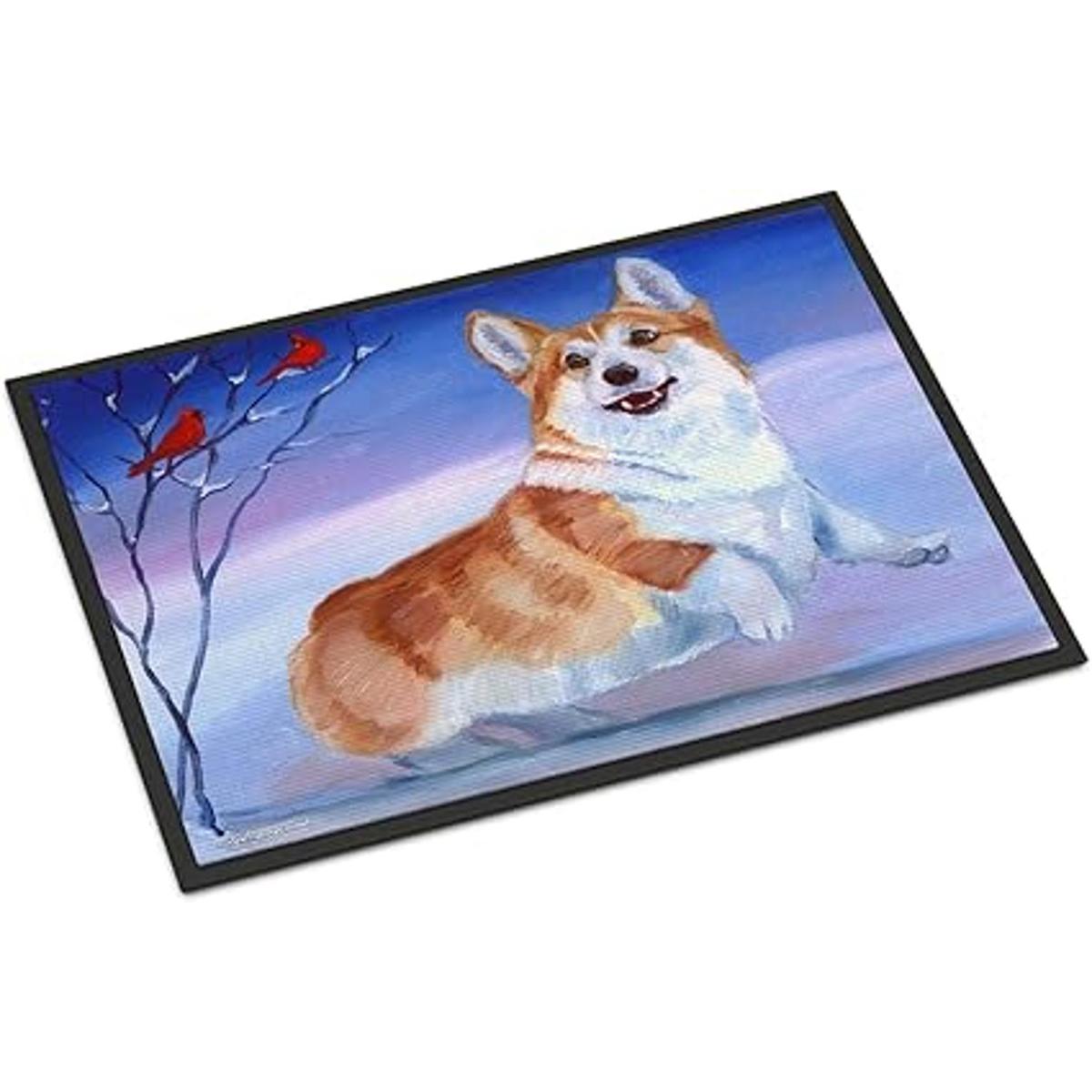 Carolines Treasures 7328MAT Corgi Snow Cardinal Tapete