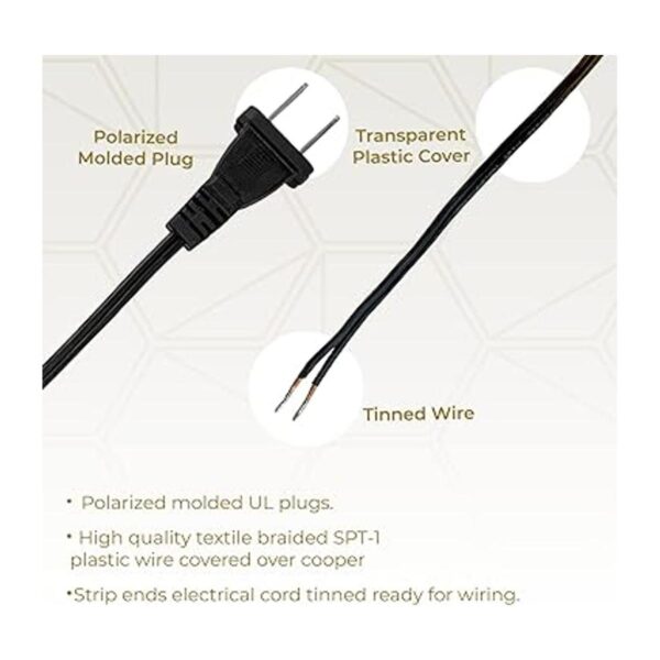 Royal Designs Cable de lámpara de 8 pies. CO1001BLK122_3
