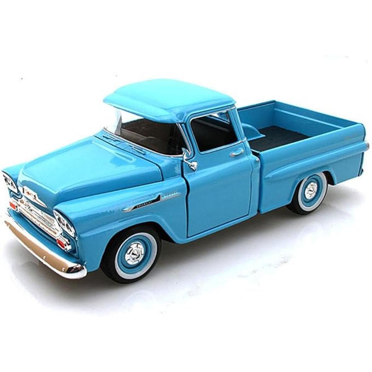 Camioneta Chevy Apache Fleetside 1958 color azul claro