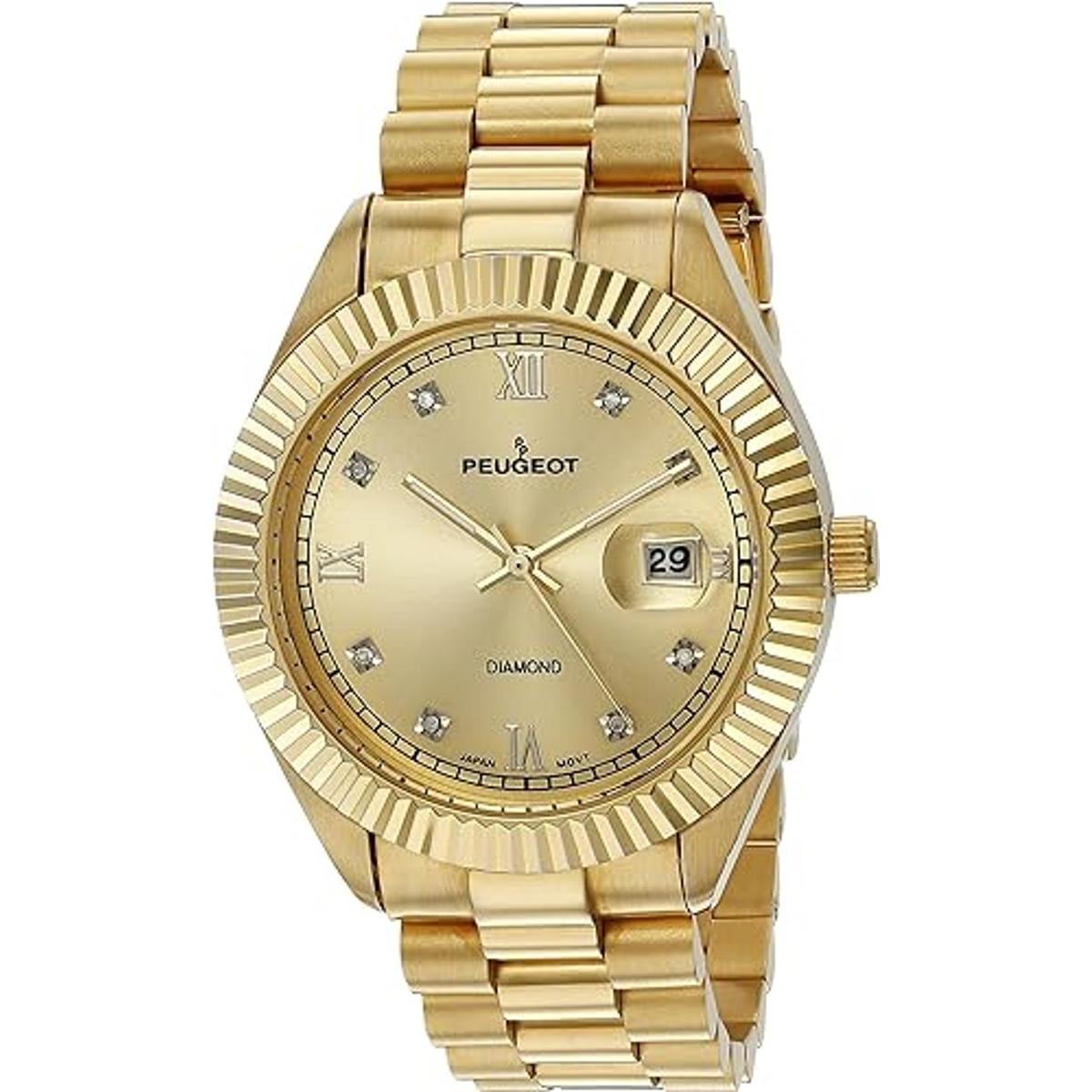 Peugeot 14K oro plateado DIAMOND reloj de vestir de lujo