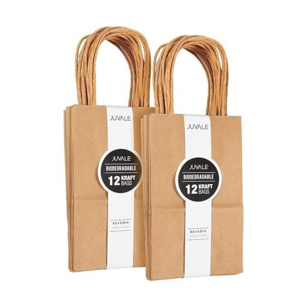Juvale Pequeñas bolsas de regalo marrones con asas para_4