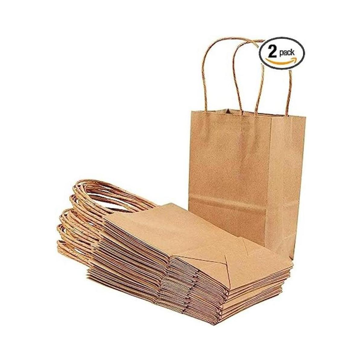 Juvale Pequeñas bolsas de regalo marrones con asas para