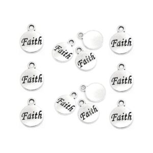 JGFinds Faith Message Charms tono plateado paquete de_1