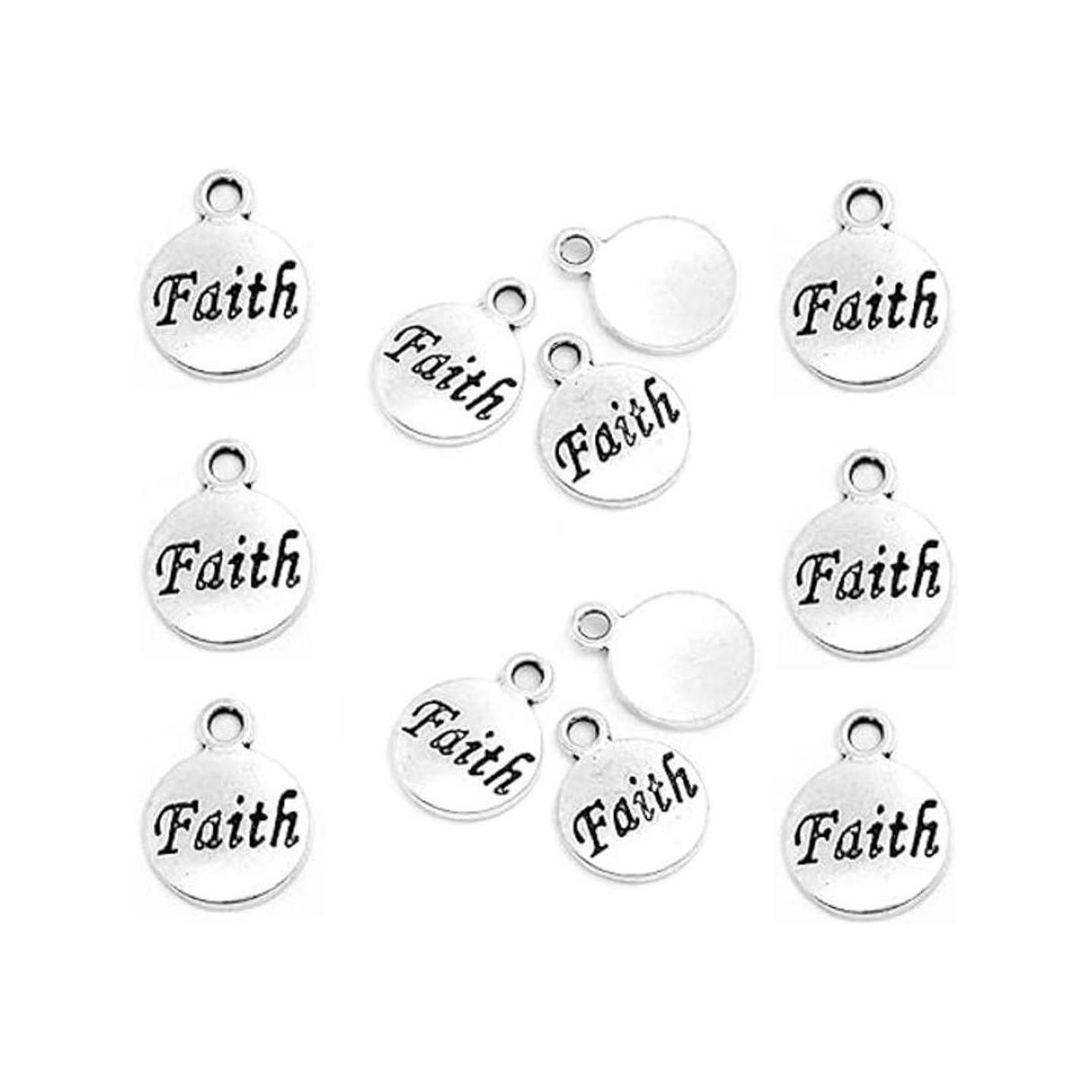 JGFinds Faith Message Charms tono plateado paquete de