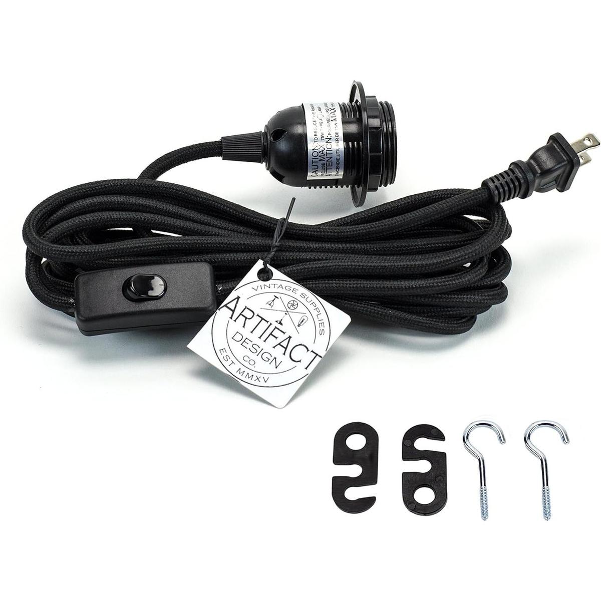 Juego de cables de tela negra de estado rústico con