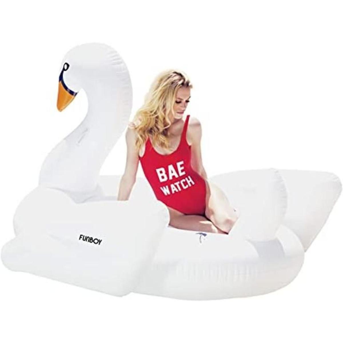 Funboy Flotador inflable gigante convertible de cisne